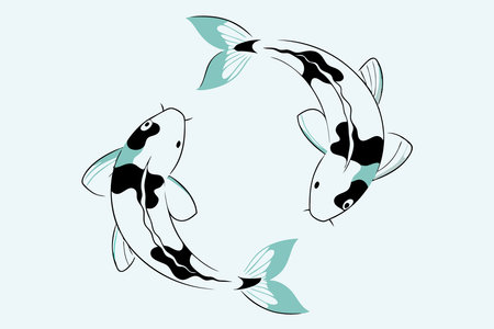 Beautiful Koi fishes' watercolor paint concept illustration vector art on white backgroundのイラスト素材