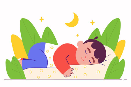 European full body baby sleeping with peaceful expression concept illustration vector art on white backgroundのイラスト素材