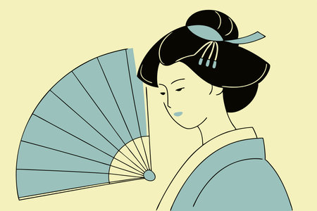 Geisha girl watercolor paint concept illustration vector art on white backgroundのイラスト素材