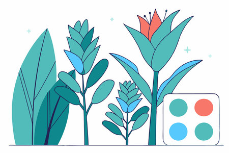 Heliconia flower watercolor paint collection concept illustration vector art on white backgroundのイラスト素材