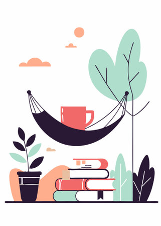 inspired by summer season and cozy vibes concept illustration vector art on white backgroundのイラスト素材