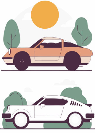 Sport car watercolor paint concept illustration vector art on white backgroundのイラスト素材