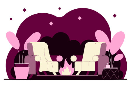 inspired by summer season and cozy vibes concept illustration vector art on white backgroundのイラスト素材