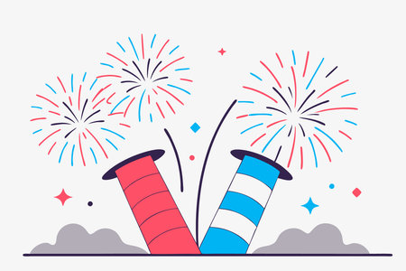 A firework bursting in vibrant colors with glowing effects, isolated as a single vector file concept illustration vector art on white backgroundのイラスト素材