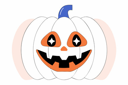 A pumpkin with intricate carving details, perfect for Halloween concept illustration vector art on white backgroundのイラスト素材