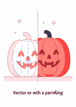 A pumpkin with intricate carving details, perfect for Halloween concept illustration vector art on white backgroundのイラスト素材