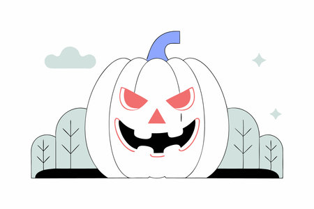 A pumpkin with intricate carving details, perfect for Halloween concept illustration vector art on white backgroundのイラスト素材