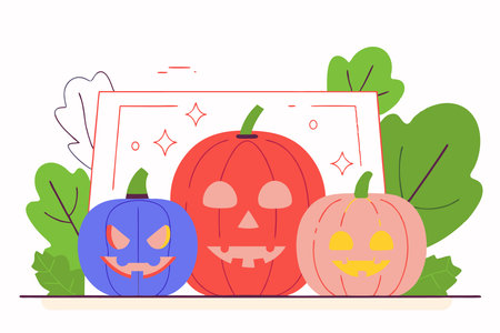 A pumpkin with intricate carving details, perfect for Halloween concept illustration vector art on white backgroundのイラスト素材