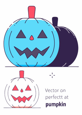 A pumpkin with intricate carving details, perfect for Halloween concept illustration vector art on white backgroundのイラスト素材