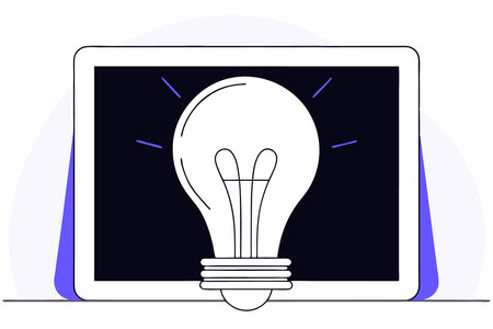 A single lightbulb with glowing effects, representing innovation, in a minimalist flat style concept illustration vector art on white backgroundのイラスト素材