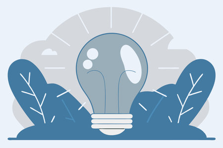 A single lightbulb with glowing effects, representing innovation, in a minimalist flat style concept illustration vector art on white backgroundのイラスト素材