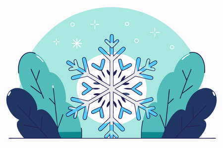 A single snowflake with detailed and symmetrical patterns concept illustration vector art on white backgroundのイラスト素材