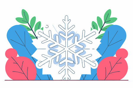 A single snowflake with detailed and symmetrical patterns concept illustration vector art on white backgroundのイラスト素材