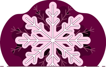 A single snowflake with detailed and symmetrical patterns concept illustration vector art on white...