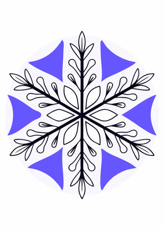 A single snowflake with detailed and symmetrical patterns concept illustration vector art on white...