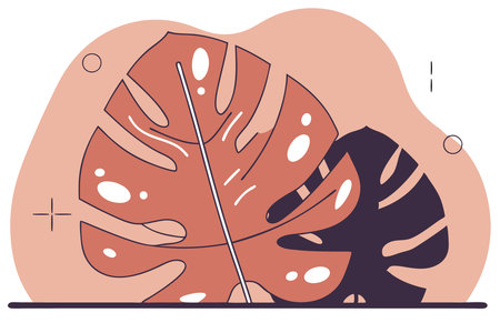 Tropical monstera leaves. Vector illustration in flat style.のイラスト素材