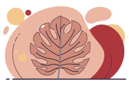 Monstera leaf. Tropical plant. Vector illustration in flat style.のイラスト素材