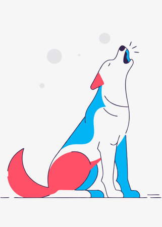 Dog Howling to moon concept illustration vector art on white backgroundのイラスト素材