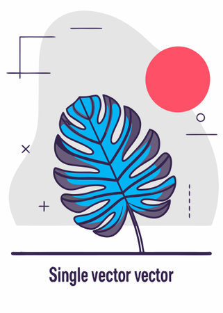 Vector illustration of a blue leaf of a tropical plant on a white backgroundのイラスト素材