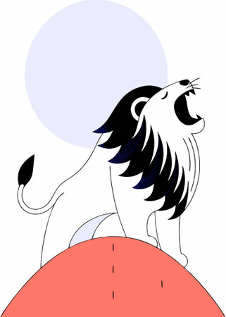 lion Howling to moon concept illustration vector art on white backgroundのイラスト素材