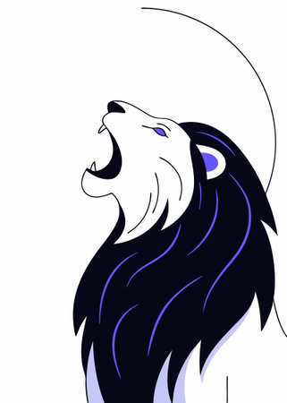 lion Howling to moon concept illustration vector art on white backgroundのイラスト素材