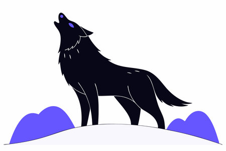 Wolf Howling to moon concept illustration vector art on white background
