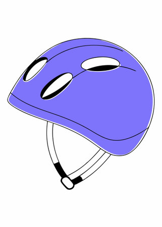 Blue color of bicycle helmet concept illustration vector art on white backgroundのイラスト素材