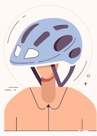 Blue color of bicycle helmet concept illustration vector art on white backgroundのイラスト素材