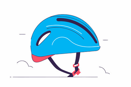 Blue color of bicycle helmet concept illustration vector art on white backgroundのイラスト素材