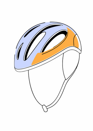 Blue color of bicycle helmet concept illustration vector art on white backgroundのイラスト素材