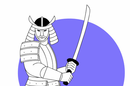 Japanese samurai warrior concept illustration vector art on white backgroundのイラスト素材