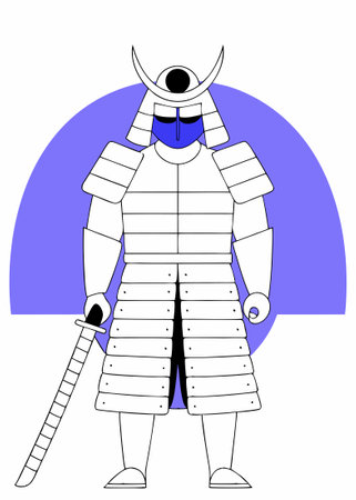 Japanese samurai warrior concept illustration vector art on white backgroundのイラスト素材