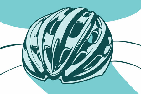 Blue color of bicycle helmet concept illustration vector art on white backgroundのイラスト素材