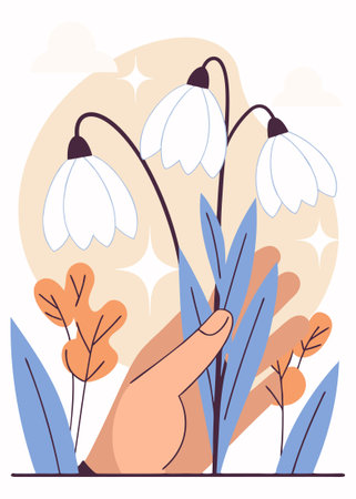 Snowdrop concept illustration vector art on white backgroundのイラスト素材