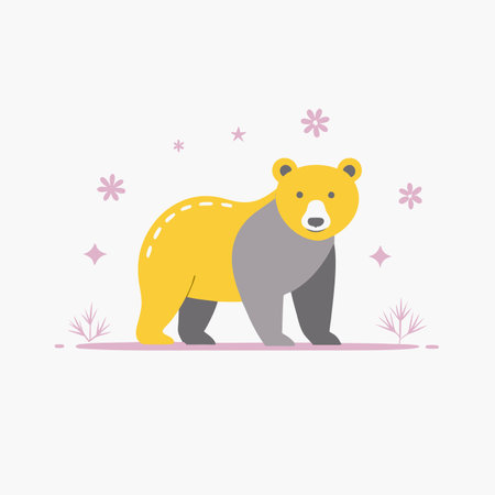 Minimalist Bear on white background