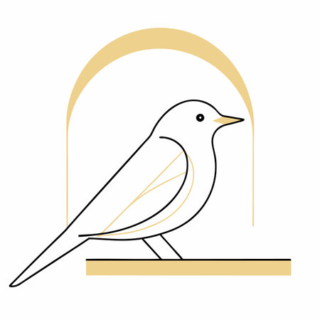 Minimalist Bird on white backgroundのイラスト素材