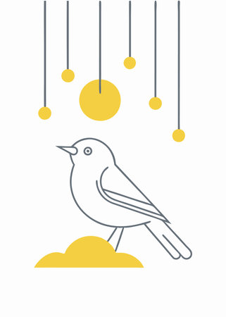 Minimalist Bird on white backgroundのイラスト素材