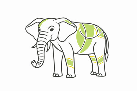Minimalist Elephant on white backgroundのイラスト素材