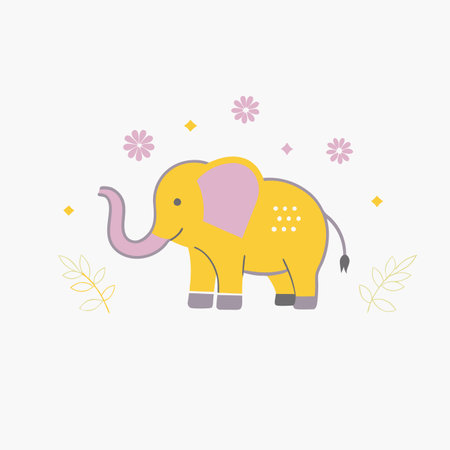 Minimalist Elephant on white backgroundのイラスト素材