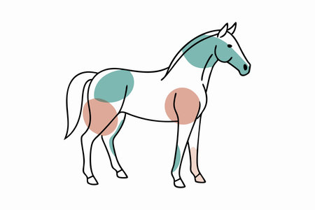 Minimalist Horse on white backgroundのイラスト素材