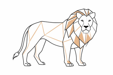 Minimalist Lion on white backgroundのイラスト素材