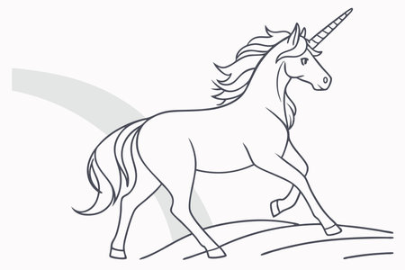 Minimalist Unicorn on white backgroundのイラスト素材