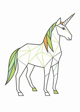 Minimalist Unicorn on white backgroundのイラスト素材