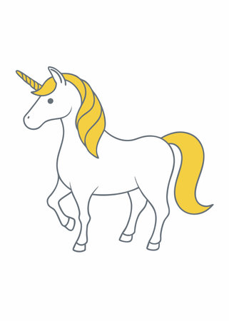 Minimalist Unicorn on white backgroundのイラスト素材