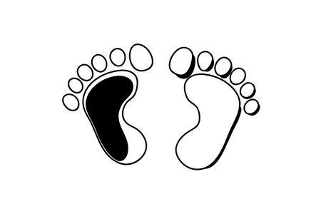 Footprints in a doodle cartoon style on white backgroundのイラスト素材