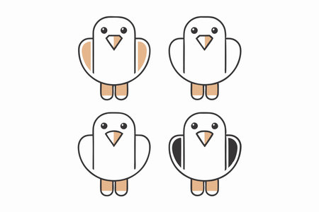 Birds icon collection on white backgroundのイラスト素材
