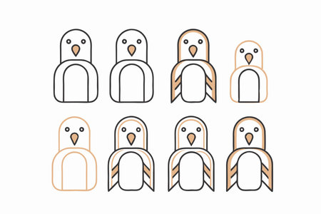 Birds icon collection on white backgroundのイラスト素材