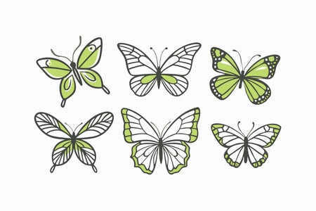 Butterfly collection on white backgroundのイラスト素材