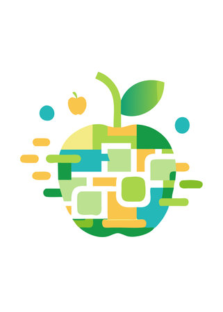 Minimalist apple on white backgroundのイラスト素材