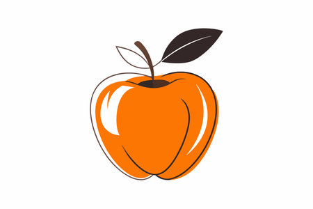 Minimalist apple on white backgroundのイラスト素材